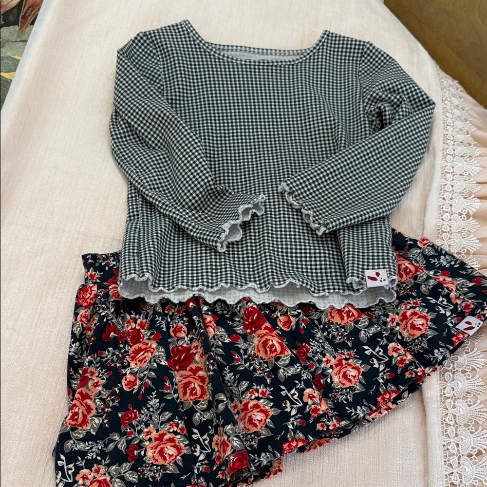 SweetHoney Floral and Gingham Ensemble